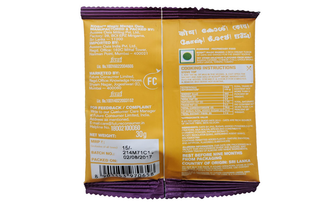 Kosh Oats Magic Mango   Pack  30 grams